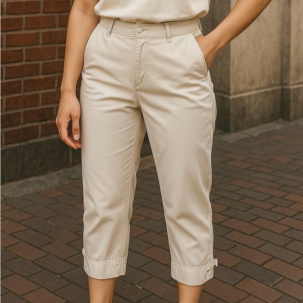 Riders Pants Capris Cotton Logo Buttons Tag Tan 16M